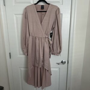 Express Blush Long Sleeve Wrap Dress